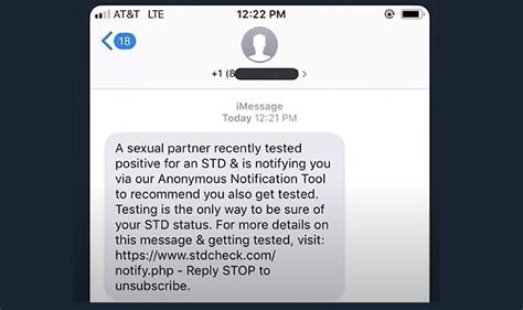 If you get an anonymous text that a partner has tested positive for an STD, it probably is not a prank, and the World Health Organization says the messages help to slow the spread of diseases.. 