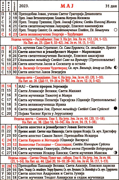Pravoslavni Kalendar 2023