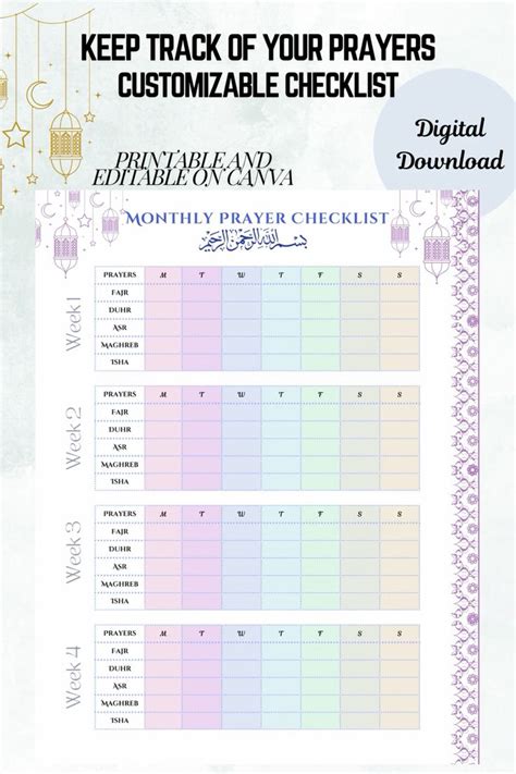 Prayer Checklist Printable