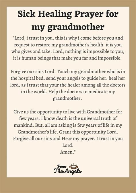 Prayer For A Sick Grandmother