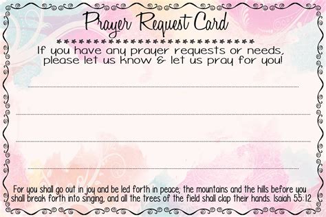 Prayer Request Cards Template