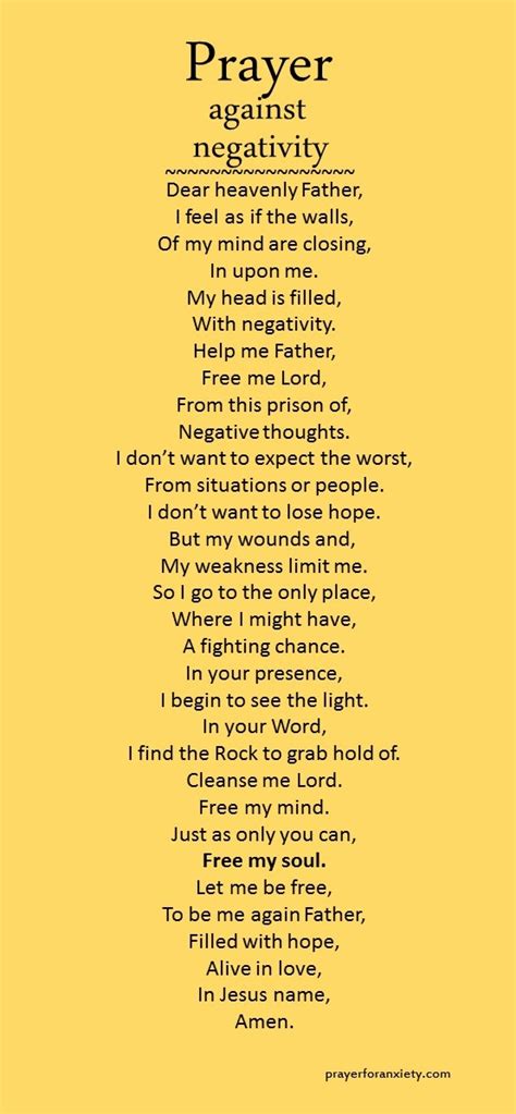 Prayer against negativity.  What practical steps can help remove negativity ...
