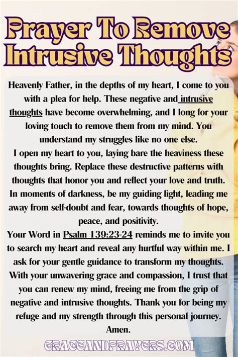 Prayer for intrusive thoughts.  These intrusive Remember that prayer is a powerful tool ...