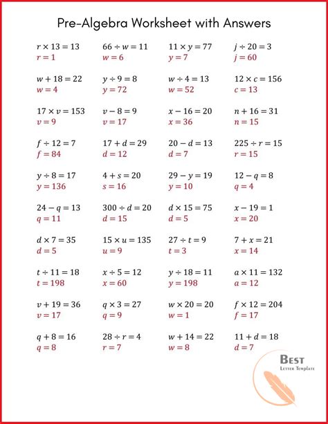 Pre Algebra Problems Solutions