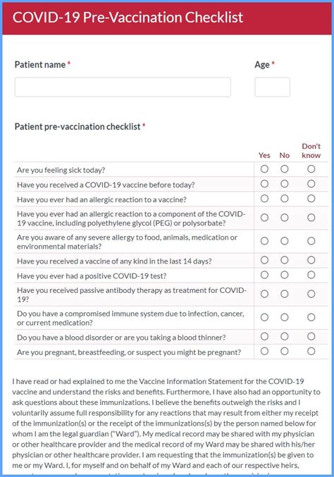 Pre COVID-19 vaccination booking checklist for parents of …