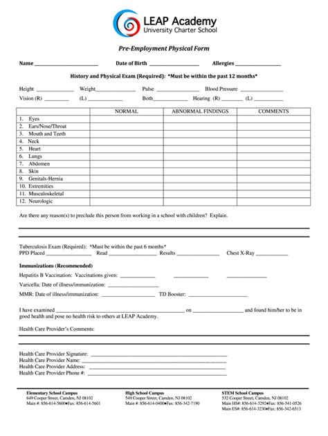 Pre Employment Physical Forms Printable Fill Out and Sign Printable