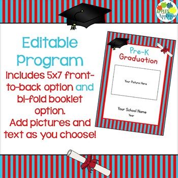 Pre K Graduation Program Editable By Apples To Applique Tpt