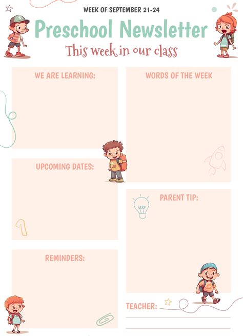 Pre K Newsletter Template Simple Template Design