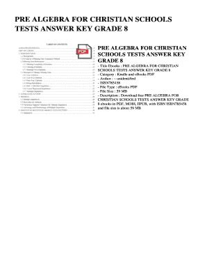 Pre algebra for christian schools tests answer key grade 8. - Assessment guide for aged care chcics301b.