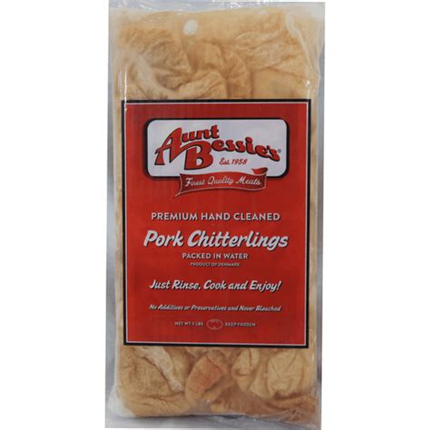 Aunt Bessie's Premium Hand Cleaned Pork Chitterlings are the cleanest pork chitterlings currently available. Savory chitterlings that are clean and full of .... 