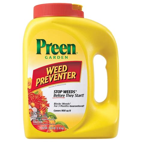 Pre emergent weed control. This product is safe for use around over 600 established trees, shrubs, ground covers, perennials and non-bearing fruit and nut trees and non-bearing vineyards. It controls or suppresses over 125 broadleaf weeds and over 20 different grassy weeks. Preen Extended Control Weed Preventer 4.3 lb bottle also features a shaker cap for easy application. 
