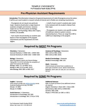 Pre physician assistant requirements. The program has graduated 306 physician assistants into the workforce from our thirteen classes in 2010-2022. All program graduates have passed the PANCE, with a first-time pass rate for the classes of 2018-2022 at 98%. Over 40% of the graduates are in a primary care setting. Graduation rate: 97% Goal: 95% or greater. 