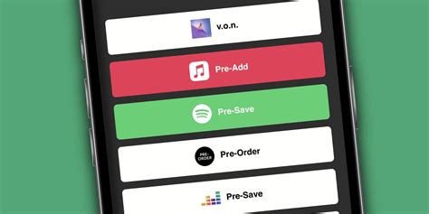 1) Create a Pre Save Link. Create a pre-save link and select which platforms to support (Spotify Pre-save , Apple Music Pre-Adds, Deezer Pre-saves or all three) using our easy-to-use interface. Upload your album artwork, and add additional links to your socials, website and merch store.. 