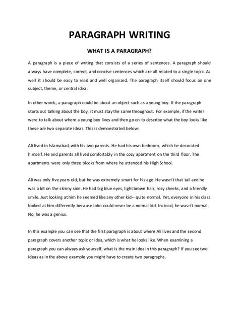 Pre writing paragraph examples. Purdue OWL General Writing Academic Writing Paragraphs and Paragraphing On Paragraphs On Paragraphs What is a paragraph? A paragraph is a collection of related sentences dealing with a single topic. Learning to write good paragraphs will help you as a writer stay on track during your drafting and revision stages. 
