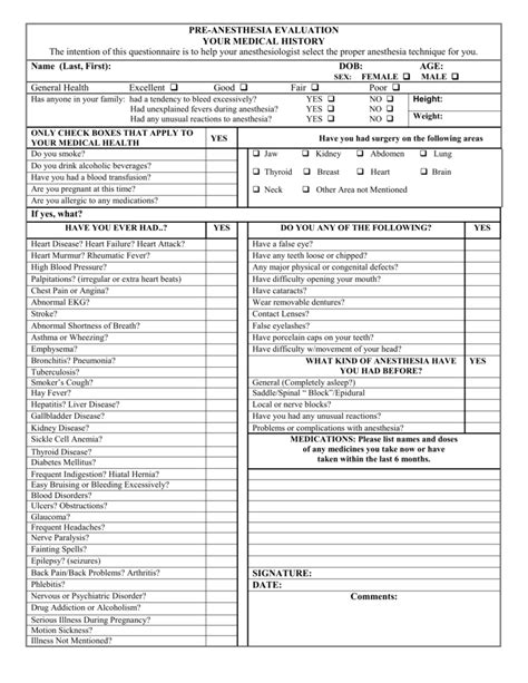 Pre-Assessment Form - Standard Procedure