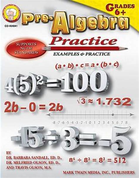 Read Online Prealgebra Practice Book Grades 6  12 By Barbara R Sandall