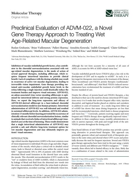 Preclinical Evaluation of ADVM-022, a Novel Gene …