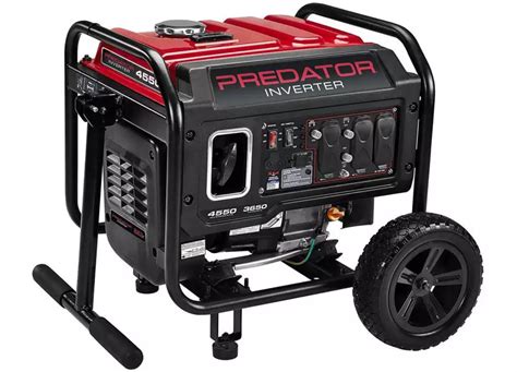 Predator 4550. The PREDATOR® 4550W Max Starting, 3650W Running Inverter Generator uses built-in inverter technology to produce clean power that is safe for sensitive electronics. This inverter generator is designed for efficiency, providing more power with lower fuel consumption, and running over 16 hours per fill-up. 