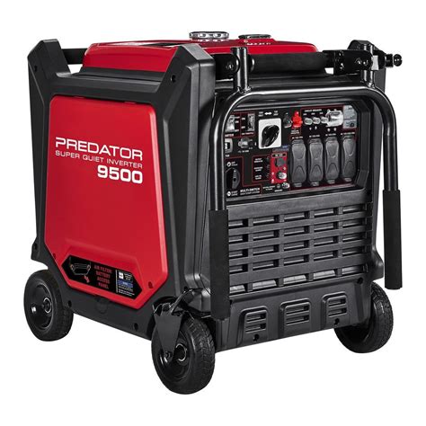 Predator 9500 inverter generator 50 amp. Some of the main differences between the GENMAX 9000 and Predator 9500 are that the GENMAX 9000 has slightly lower noise levels, a 50 amp outlet, remote operation, and a more budget-friendly price. On the other side, the Predator 9500 has a slightly longer run time, more starting watts, better fuel efficiency, and more positive customer reviews ... 