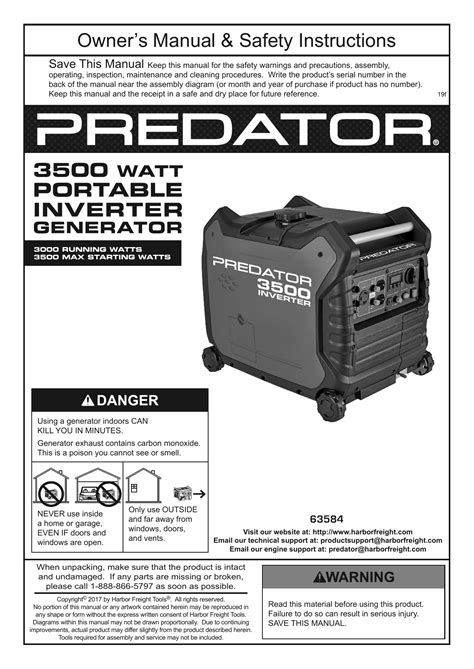  GENERATOR DANGER Do not use in trailers, truck beds, or tents. Use at least 20 feet away from people, animals, and structures with exhaust pointed away. Generator will still produce carbon monoxide, even when burning propane. 20′ 20′ 20′ 20′ 20′ 70143 FOR YOUR SAFETY IF YOU SMELL GAS: 1. Don’t touch electrical switches. 2 ... . 