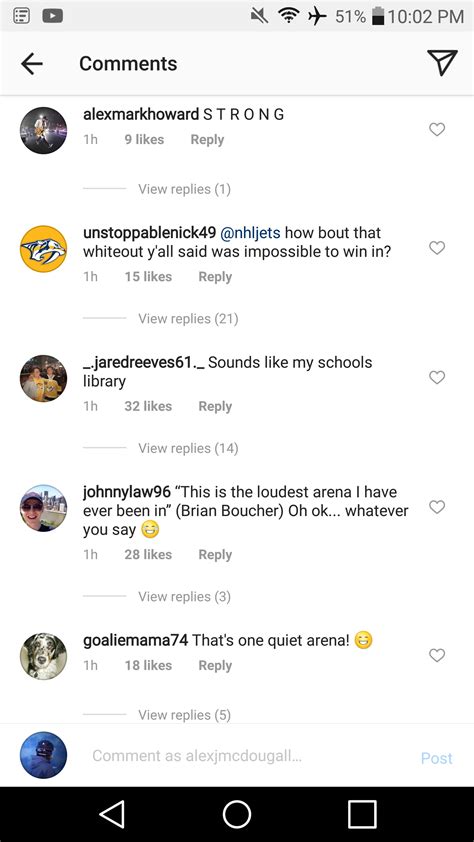 Predators Instagram comment section. you go take a scroll