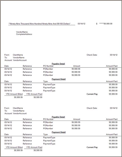 Predefined accounts payable check layouts