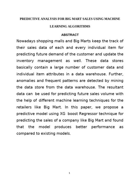Predictive analysis for big mart sales using machine learning github.  The model leverages...