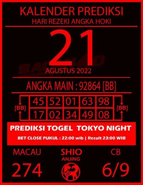 Kalender Prediksi Togel TOKYONIGHT 01 NOVEMBER 2022 …