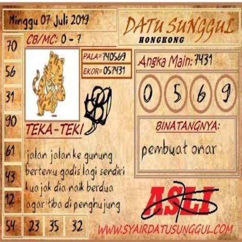 Prediksi toto datu sunggul hk.  Kode Syair Datu Sunggul.  From instant...