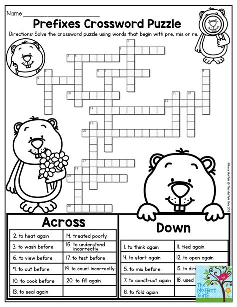 Prefixes Crossword Puzzle TONS of printables to keep children in THIRD