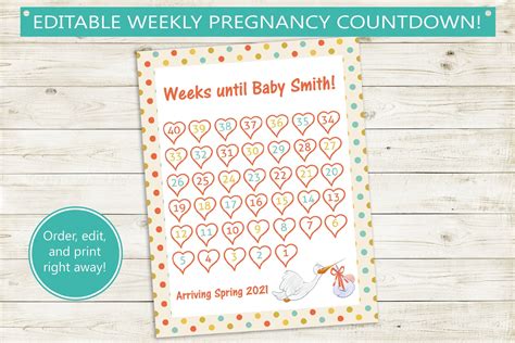 Pregnacny Countdown Calender Printable Example Calendar Printable
