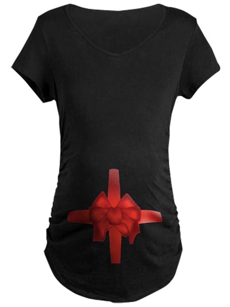 Pregnant Belly Bow Maternity Dark T-Shirt Women