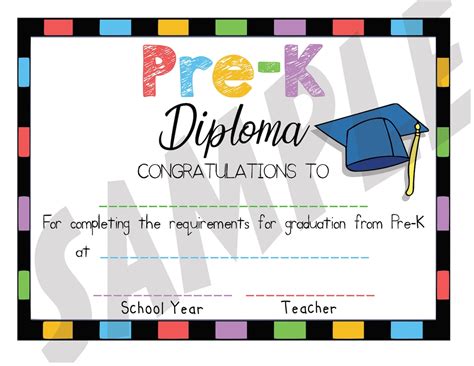 Prek Graduation Diploma Fill in the Blanks by Hand PRINT AT Etsy