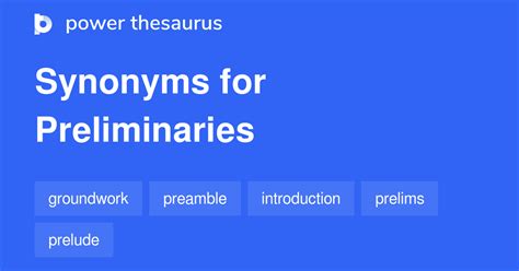 Preliminaries synonyms, preliminaries antonyms