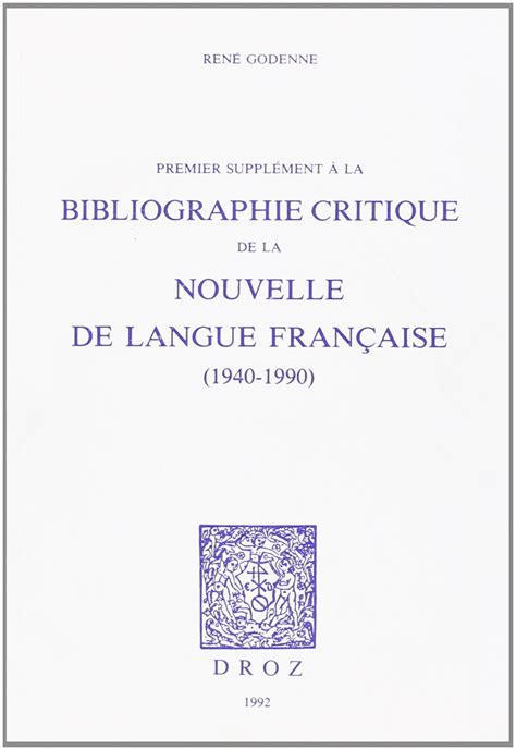 Premier supplément à la bibliographie critique de la nouvelle de langue française (1940 1990). - Cat 3054c industrial engine operation and maintnance manual.