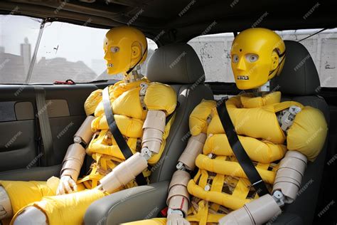 Premium AI Image Crash Test Dummies in a car post crash test