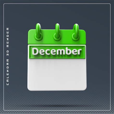 Premium PSD December calendar empty 3d render