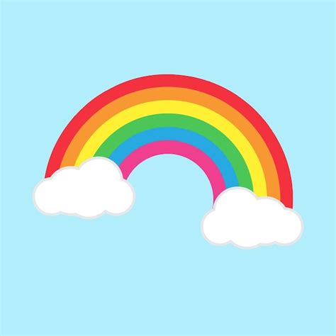 Premium Vector A rainbow and a cloud with a rainbow in the sky