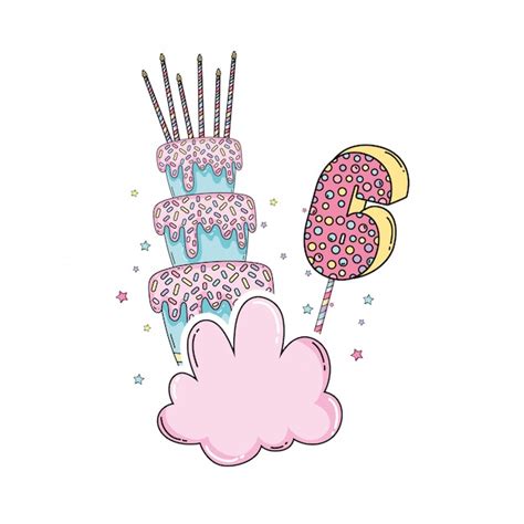 Premium Vector Birthday cake on cloud with number