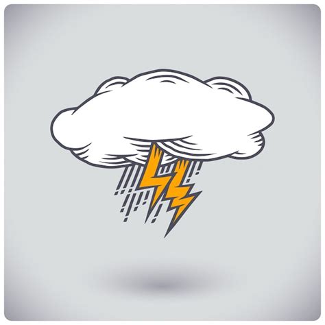 Premium Vector Cloud with lightning drawing