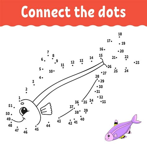 Premium Vector Dot to dot game fish draw a line