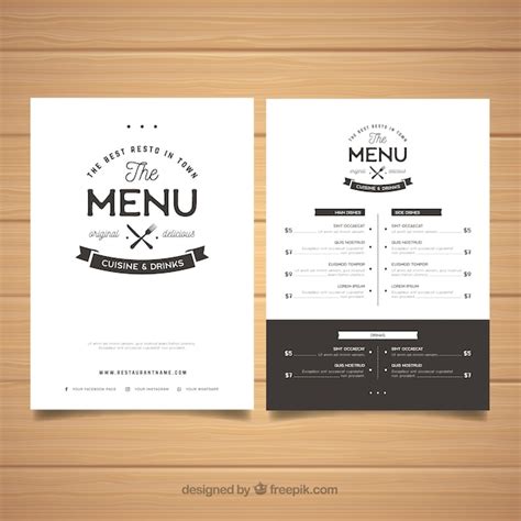 Premium Vector Elegant Black And White Menu Template