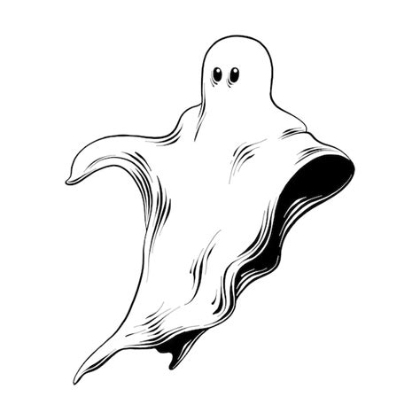 Premium Vector Hand drawn sketch of ghost in black