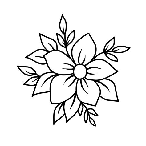 Premium Vector Simple sketch with a flower and leaves vector