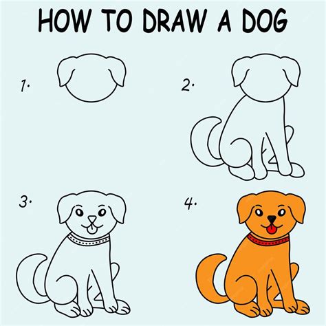 Premium Vector Step by step to draw a dog. drawing tutorial a dog