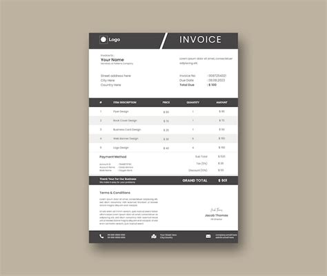 Premium Vector Vector minimal invoice template vector design