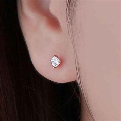 Prenses Kesim Pırlantalı Tektaş Küpe MY DIAMOND.
