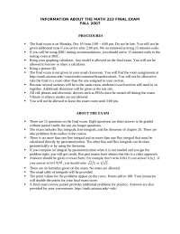 Preparation For Final Exam Vector Calculus Math 223 Docsity