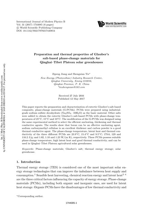 Preparation and thermal properties of Glauber’s salt-based