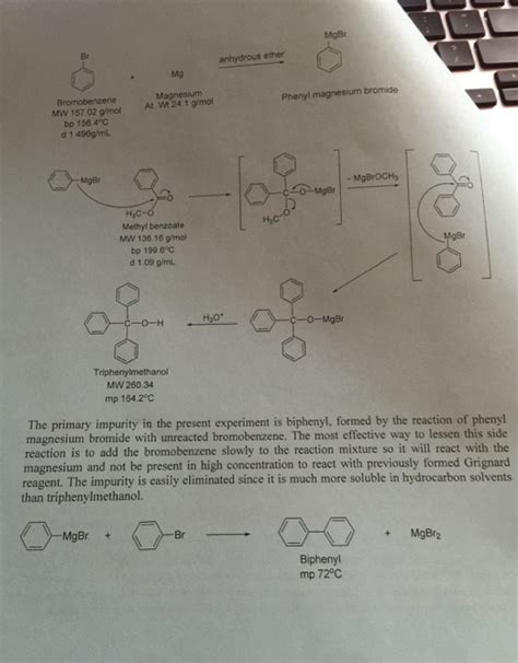 Prepare a flow sheet for the preparation of triphenylmethanol. Using